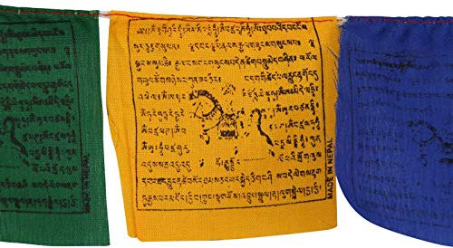 Freak Scene Tibetische Gebetsfahnen - 8 cm breit - Schwarze Schrift - 02-5 Rollen Set - Baumwolle