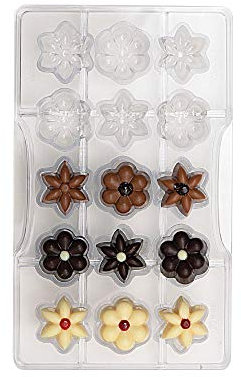 Decora 0050142 SCHOKOLADENFORM Blumen 15 CAV. 200 X 120 X 22 MM, Polycarbonate, durchsichtig