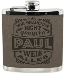 History & Heraldry Echter Kerl Flachmann Paul - individuell und personalisiert mit Gravur, Name und Spruch