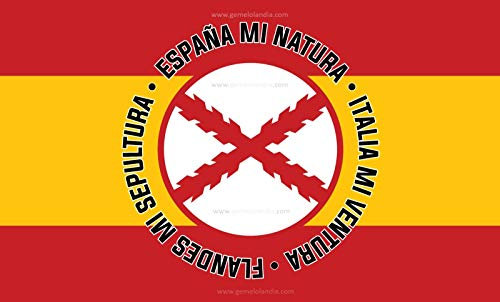 Gemelolandia | Bandera España Lema Tercios Flandes 150x90cm | Del Mundo, de Países, Nacionales y Autonómicas de España Para Decoración de Cualquier Espacio