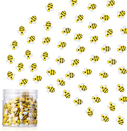 HICARER 45 Stücke Kleine Harz Bienen Dekor Hummel Dekorationen Hummel Förmige Basteln Verzierung mit Aufbewahrungsbox für DIY Handwerk Party Heim Dekor (0,51 Zoll)