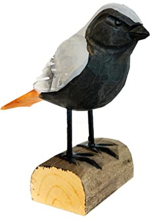 your castle Dekovogel Holzvogel Hausrotschwanz Sperlingsvögel handgearbeitet aus Lindenholz in Geschenkbox 11 x 9 cm
