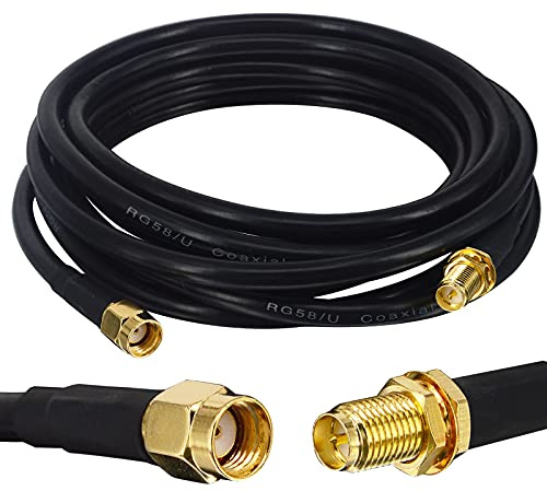 Boobrie RG58 verbessertes RP-SMA-Koaxialkabel, Stecker auf Buchse, WLAN-Antenne, Verlängerungskabel für PCIE-Netzwerkkarte, WLAN-USB-Adapter und Router (3 m)
