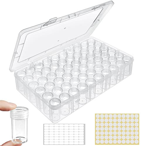 Notgia 1pack 60 Grids Bead Organizer and Storage Diamond Painting Containers Portable Plastic Case Box Arts Crafts Storage for Seeds Beads Sewing Cosmetic Nail Glitter Powder Small Parts Rhinestones