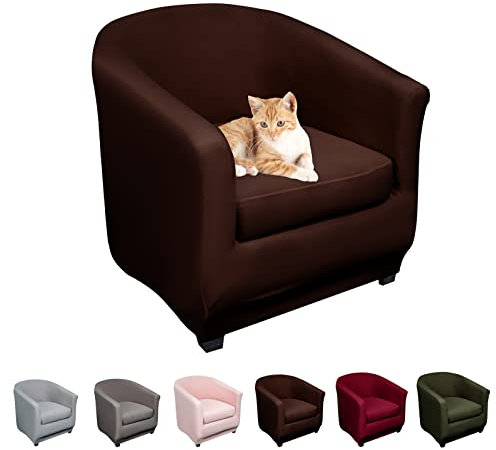Lydevo Sesselhussen Clubsessel Stretch Sesselschoner Sesselbezug Tub Chair Cover Couchbezug Elastisch Anti-Rutsch Club Sesselüberwürfe Husse für Loungesessel,Braun