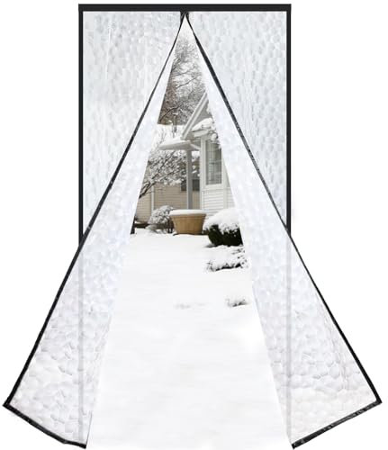 Risareyi Magnetica Tenda Termica Isolante Freddo per Porta 120x250cm in EVA Traslucido Impermeabile Antipolvere Contro Freddo per Porta Finestre, Chiusura Automatica, Nero