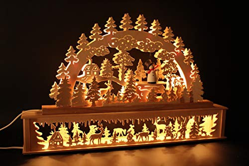 SchwibboLa Original Erzgebirgischer Schwibbogen mit Erhöhung Lichterbogen 72x43cm