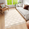 Lahome Boho Schlafzimmerteppich, 10.2x15.2 cm, Beige, Wohnzimmerteppich, waschbar, Bauernhaus, Büro, Esszimmer, Teppich mit Quasten, fusselfrei, kariert, Überwurf, Teppich für den Innenbereich