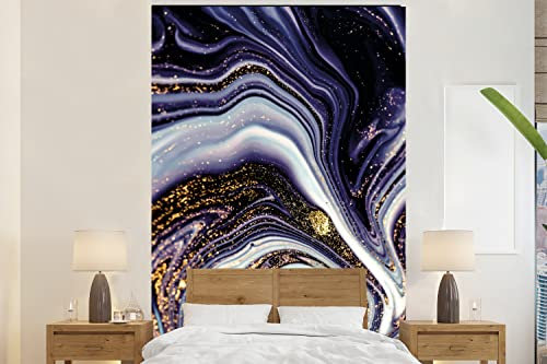 Selbstklebend Tapete Wandpapier Wandaufkleber Fototapete Tapeten Wanddeko 225x350 cm Marmor - Lila - Luxus - Marmoroptik - Glitzer