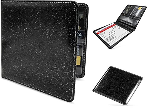Car Registration and Insurance Holder, Premium PU Leather License Registration Holder for Driver License, Car Document Holder for Driver License, Cards & Essential Documents (Black)