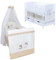 Generisch Baby Delux Babybett Komplett Set Mia umbaubar zum Juniorbett weiß 120x60 Matratze Schublade Schutzgitter Bettset Premium (Traumland beige)
