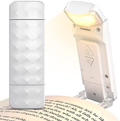Mexllex Rechargeable Book Reading Light, Eye Caring Reading Light Clip on Book with 3 Colors Temperatures & 5 Brightness Levels, Portable LED Clip on Bookmark Lamp for Bookworms