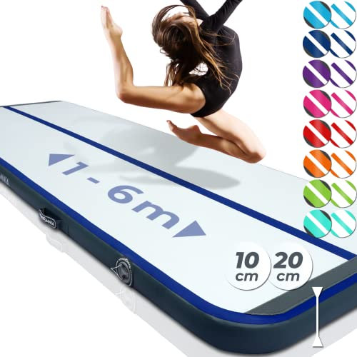 VENDOMNIA Airtrack Matte, 10/20cm hohe aufblasbare Gymnastikmatte in Länge 1/2/3/4/5/6/7/8 m, mit elektrischer Pumpe & Tasche, Tumbling Matte, Turnmatte, Trainingsmatte, Fitnessmatte, Sportmatte,Yoga