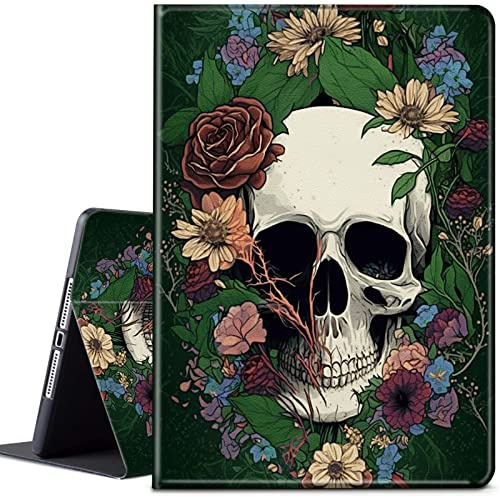 CGFGHHUY Étui pour tablette Kindle Fire HD 10 et 10 Plus 11e génération version 2021, coque de protection légère en cuir synthétique avec support intelligent et réveil automatique – Motif tête de mort