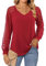 Beluring V Neck Tops for Women Elegant Lace Long Sleeve T Shirt Comfy Soft Tunic Shirt Red Size 12 14