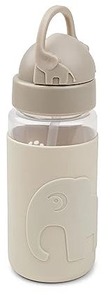 Done by Deer 1039449 Trinkflasche mit Strohhalm Easy-Grip - Elefant Elphee sand (350 ml)