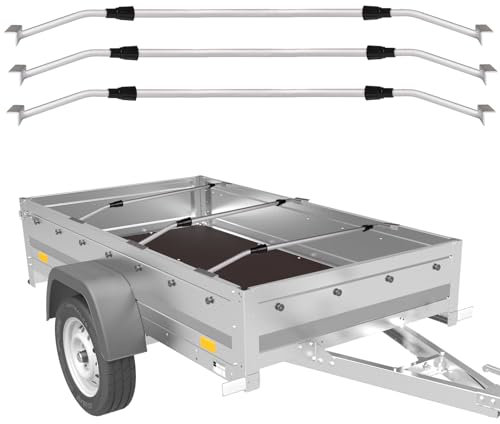 Plutohiker Grucce piatte per teloni di traino, set da 3 pezzi, universali (lunghezza regolabile 100 – 150 cm), staffe in alluminio resistenti e antiscivolo, per teloni piatti, 100% alluminio