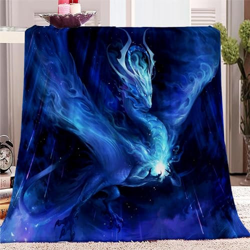 PLEETS Kuscheldecke Flauschige Decke 150 x 200cm Anime Flugsaurier & Blau Super Weich Fleecedecke auch als Wohndecke, Tagesdecke, Sofadecke & Wohnzimmer geeignet, Überwurf Decke Sofa & Couch