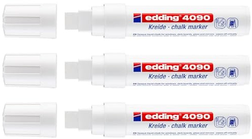 Edding Flüssigkreidemarker, 4090, Weiß, 4-15 mm, 3 Stück