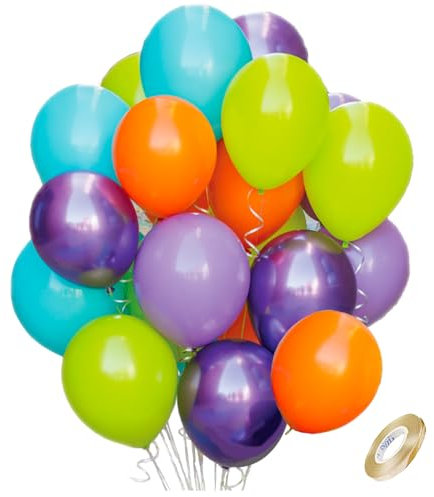 Palloncini verdi blu viola arancione, 50 pezzi 30 cm verde blu metallizzato macaron viola arancione set per compleanno baby shower anniversario matrimonio festa decorazione
