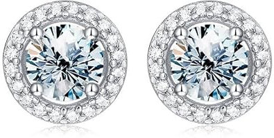 ✦Weihnachtsgeschenke für Frauen✦Winglove Moissanite Ohrringe Silber 925 Damen 0,5-1 Karat Runde Ohrringe Moissanit Diamant Ohrstecker, VVS1 Reinheit D Farbe, Geschenke für Frauen.(0.5ct)