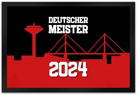Leverkusen Fußmatte XL in 40x60 cm mit Spruch Deutscher Meister 2024 Leverkusen-Fan Traum Fußball-Liga NRW Meisterschale Rheinbrücke