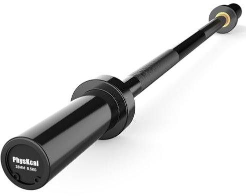 PhysKcal 4ft Straight Olympic Barbell ⌀2'' Sleeves, Small Training Bar for Women, Beginners & Juniors - Full Black