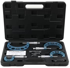 SUDEG Bügelmessschraube,4 Teiliges Mikrometer Satz,Mikrometerschraube,0-100 mm Außendurchmesser Messwerkzeug,Präzision: 0,01 mm (0-25mm, 25-50mm, 50-75mm, 75-100mm)