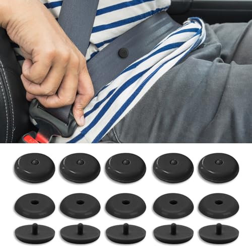 deemars 10 Sätze Universal Sicherheitsgurt Stopper Kit, Sicherheitsgurt Schnalle Taste Verhindern, dass Sicherheitsgurt Knopf Schnalle Clip Stop von Sliding Down The Belt Einfach zu bedienen (Schwarz)