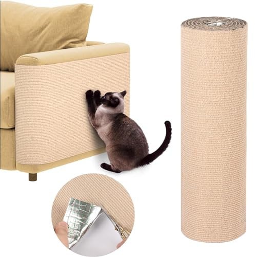 Pipihome Rascador Pared para Gatos, 200 x 40cm Alfombra Rascador, Autoadhesivo, Protector Sofa Gatos, para Alfombras