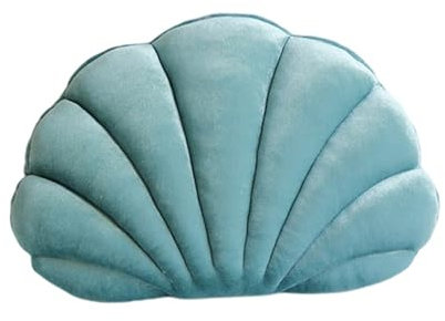bephible Vom Meer inspiriertes dekoratives Kissen mit Meeresmotiv, 3D-Samt-Muschelkissen, weicher Einsatz, Muschel-Strand-Thema, Überwurf, gemütlich für Zuhause, Sofa, Büro Blau