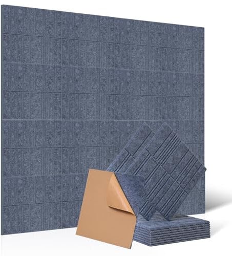Alishomtll Akustikplatten Selbstklebend, 12 Stück Akustikpaneele 30x30x0.9cm, Schalldämmung Schallschutz Hoher Dichte Paneele Schallabsorber für Wand Wohnzimmer Studio Dekor, Felsgrau