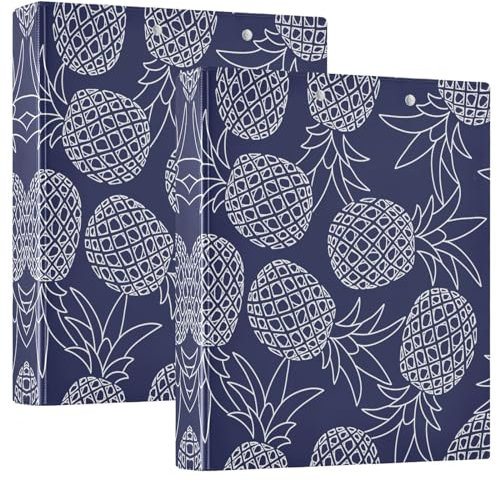 Quteprint Ringbuch mit 3 Ringen, Obst, hawaiianische Ananas, 3,8 cm, runder Ringordner mit 3 transparenten Innentaschen, Ordner-Organizer mit Klemmbrett für Büro, Zuhause, Schule, hält 200 Blatt, 2