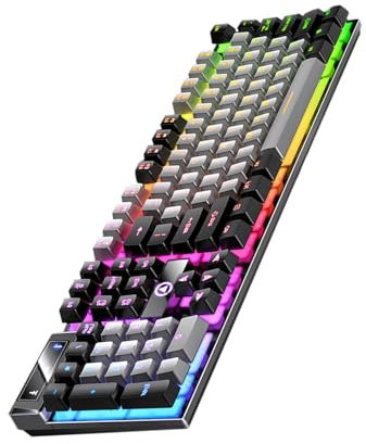 Generic Wired Mechanical Keyboard, USB, 104 Keys, Full Size, Rainbow Backlight, Mechanical Switches, PC Gaming Keyboard