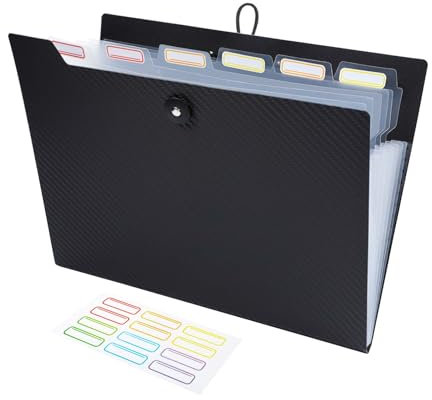 DoocliB Dokumentenmappe A4 7 Fächer,Fächermappe mit Etiketten,Aktenordner
