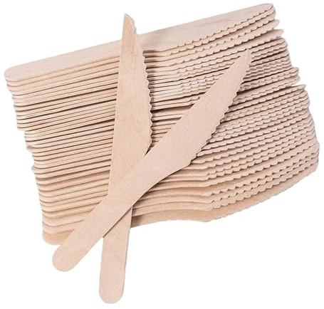 Lot de 300 couteaux en bois de bouleau biodégradables pour la restauration ou les fêtes d'anniversaire