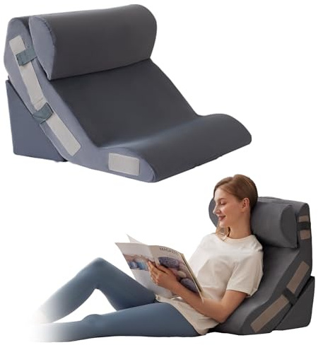 Ahpmeoa Orthopädisches Bettkeilkissen-Set zum Schlafen, Aufsetzen im Bett, 6-in-1-Schaumstoff-Keilkissen zur Linderung von Säurereflux und Rückenschmerzen, postoperative Kissen für GERD und Schnarchen