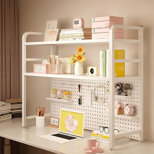 Schreibtischregal aus Metall, 2 Etagen, für Zuhause, Büro, Wohnheim, großes Schreibtisch-Bücherregal, Aufbewahrungsregal (115 x 98 x 20 cm)