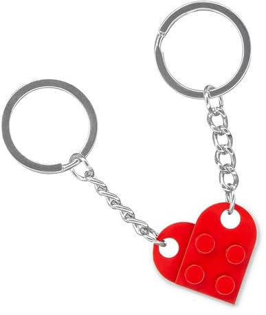WLVinson Schlüsselanhänger Herz Keychain für Ihn,Matching Couple Stuff Schlüsselanhänger,Herzförmiger Baustein Gift,Jahrestag Pärchen Geschenke für Paare/Boyfriend/Partner/Beide/Freund