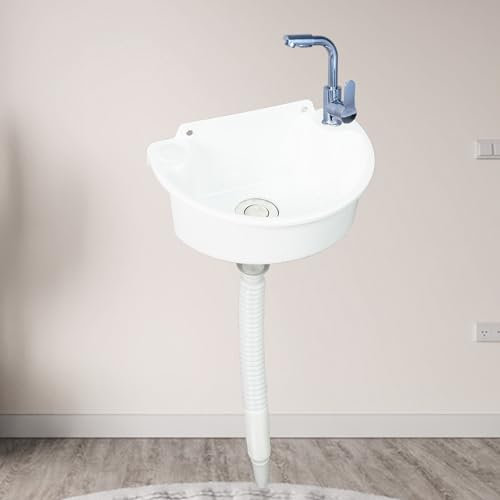 Lavabo Suspendu Salle de Bain,Petit Lavabo WC,Vasque de toilette invités,Mini Lavabo en plastiques,aucun perçage n'est nécessaire,29.5x21x10.5cm(WxDxH),blanc (C)