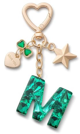 CHUQING Porte-clés lettre avec initiale avec lettres pour filles et femmes Vert-M