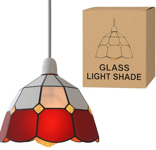 LEDSone Vintage Mosaic Glass Pendant Light Shade Multi Color Flat Tempered Sphere Ceiling Hanging Lamp Fixture for Home, Bedroom, Café, Restaurant Decor Lighting (Style 1)