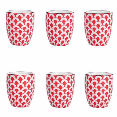 Villa d'Este Home Tivoli 1996 Set 6 tazzine caffè 90 ml in gres, decoro geometrico, Confusion