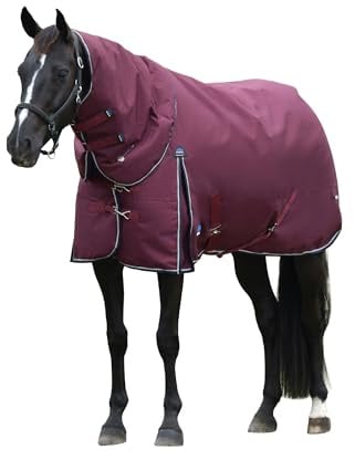 WeatherBeeta ComFiTec Essential Turnout Detach-A-Neck 220g, Burgundy/Navy, 7'0