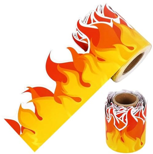 Bordüre Für Die Pinnwand „Feuer“ in Rot-orange, Form Eines Brennenden Feuerwehrmanns, Gestanzte Bordüren Für Die Dekoration Von Kreidetafeln in Der Schule, Im Klassenzimmer Und Bei