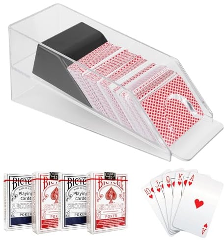 4-Deck Blackjack Dealer Shoe Spielkartenspender Shuffler Pokerkartenspender | Acryl Kartenschlitten, Tragbarer Pokerkartenspender Kartenspender, Poker Zubehör Blackjack Dealing Shoe für Spielkarten