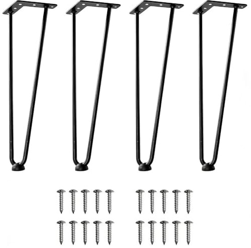 QYMLSH 4 Möbelbeine - U-förmige Haarnadel-Tischbeine Aus Metall | Geeignet Für Schreibtische, Esstische, Bänke Und DIY-Projekte, Inklusive Schrauben Rutschfesten Füßen(4 inches (100mm))
