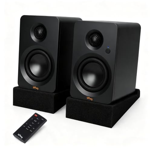 hPlay BS32W Aktivlautsprecher 60W Bluetooth USB-C Subwoofer-Ausgang Kompakter Desktop Lautsprecher, Lautsprecherständer, 3 Mittelbass & 1.25 Hochtöner, Aux, Fernbedienung, pc Lautsprecher