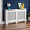 Vida Designs Oxford Radiator Cover – Traditional Cross Pattern, White, MDF, Stylish Design, Heat Efficient, Large, (H 82 x W 152 x D 19 cm)