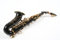 Karl Glaser Sopran Saxophon, gebogen, schwarz/gold, mit Koffer